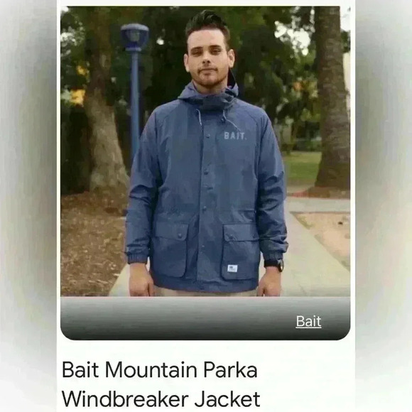 Bait Mountain Parka Windbreaker Jacket Blue Hooded Bill Gorpcore Streetwear Men - Picture 2 of 16